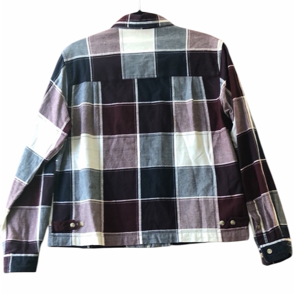 Fiorlini International Plaid Zip-Front Bomber Jacket in Black, White & Plum - Picture 3 of 5
